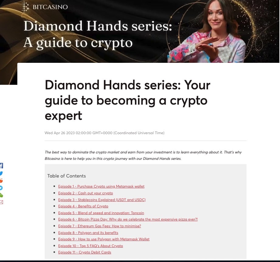 Bitcasino Diamond Hand series